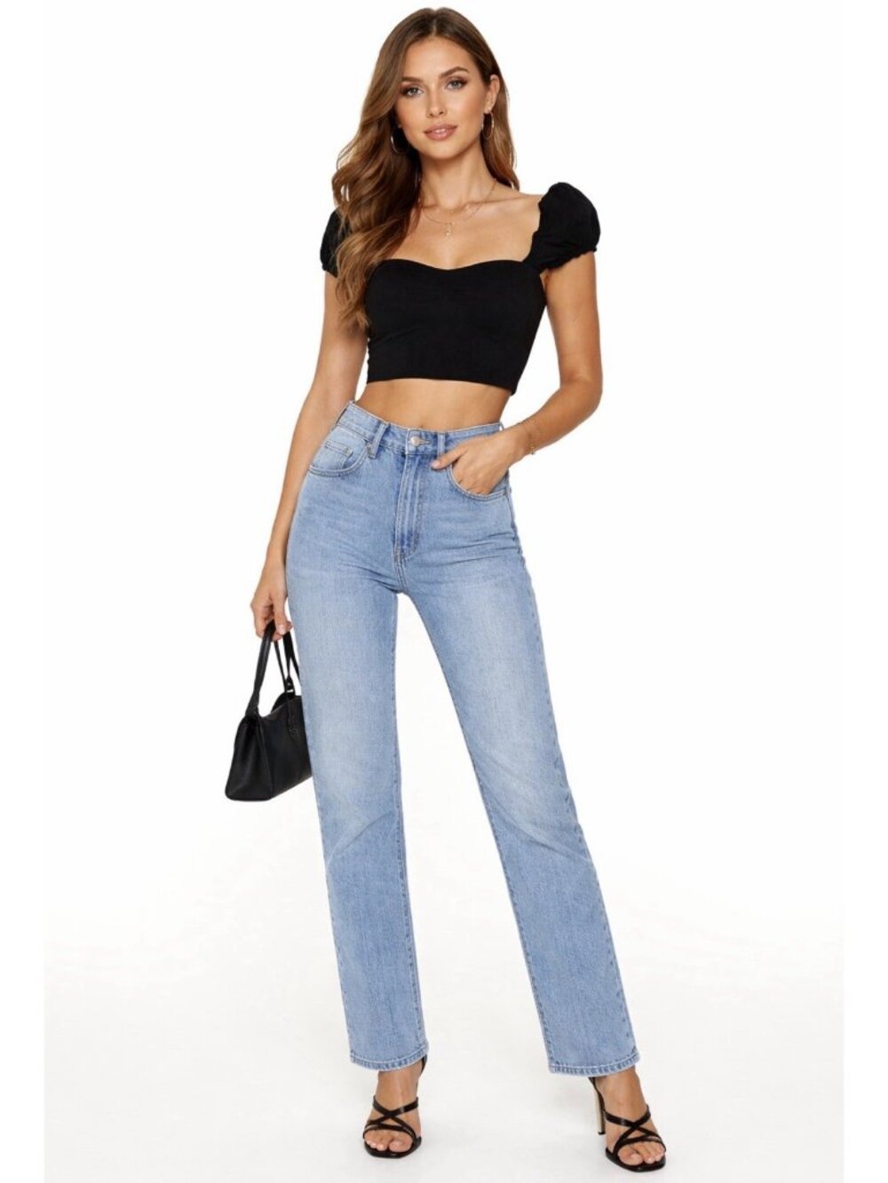 Susana Monaco Crop Top Womens S Small Black Camisole Tank Flutter Slv NWT $128